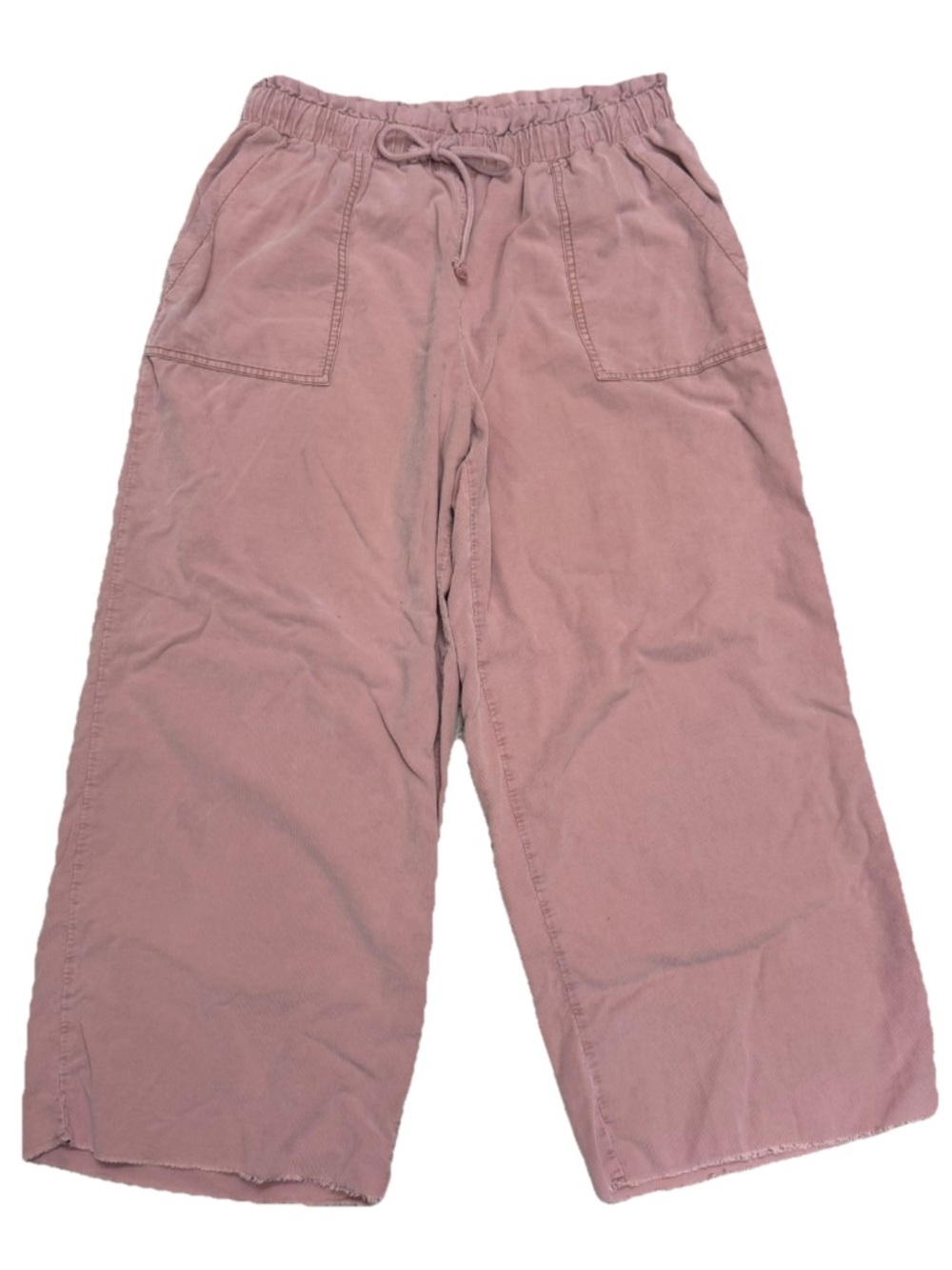 Revolve Hello Nite Wide Leg Drawstring Pants Dusty Rose Large Frayed Hem